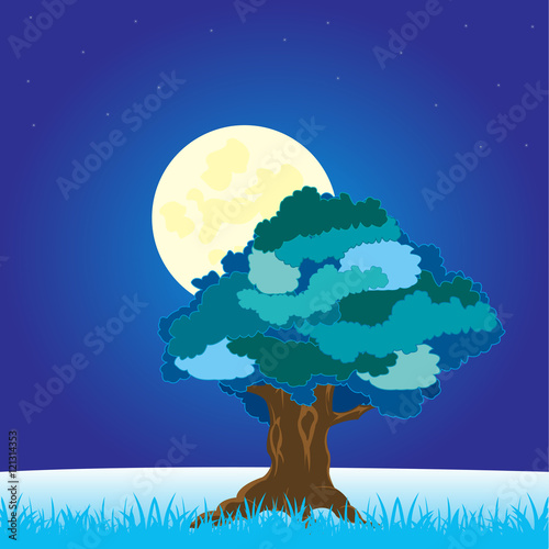 Tree on glade in winter