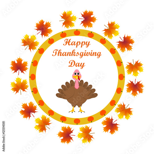 Turkey in the autumn leaves, wishes everyone