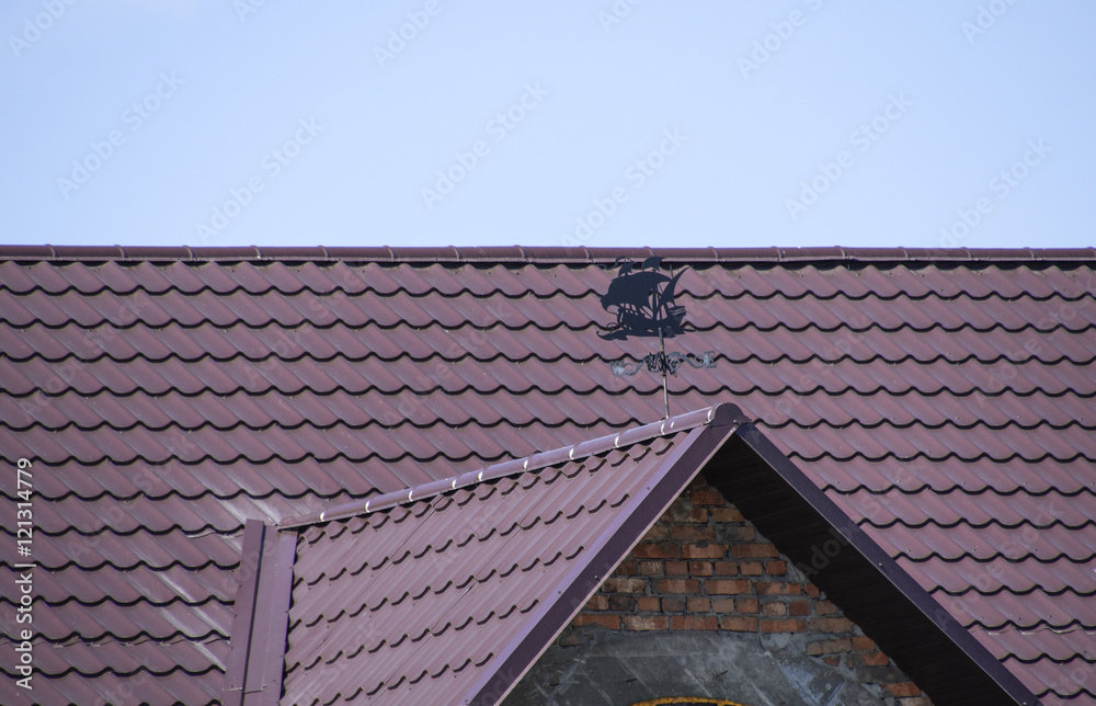 Naklejka premium The roof of corrugated sheet