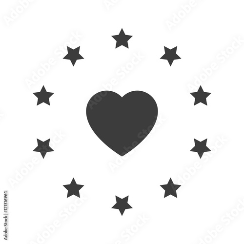 Heart star circle icon. Heart star circle Vector isolated on white background. Flat vector illustration in black. EPS 10