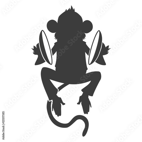 Monkey with cymbals icon. Monkey with cymbals Vector isolated on white background. Flat vector illustration in black. EPS 10