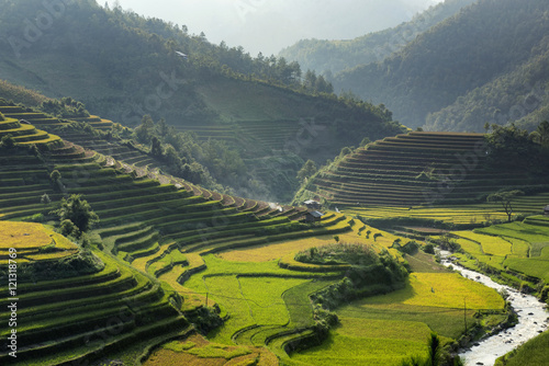 Rice fields on terraced of Mu Cang Chai, YenBai, Vietnam.. © Chanwit