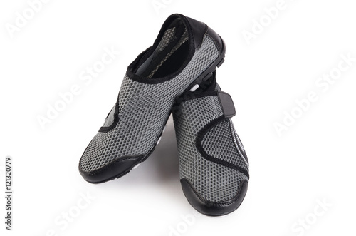 Women black stylish sport shoes isolated