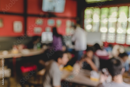 Blurred background : Customer at restaurant blur background with bokeh