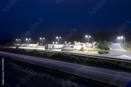 highway rest area at night Slovakia photo