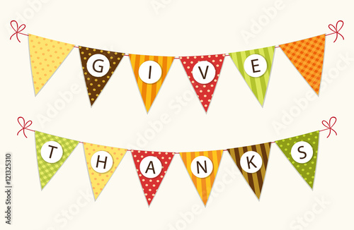 Cute Thanksgiving bunting flags with letters in traditional colors for your decoration