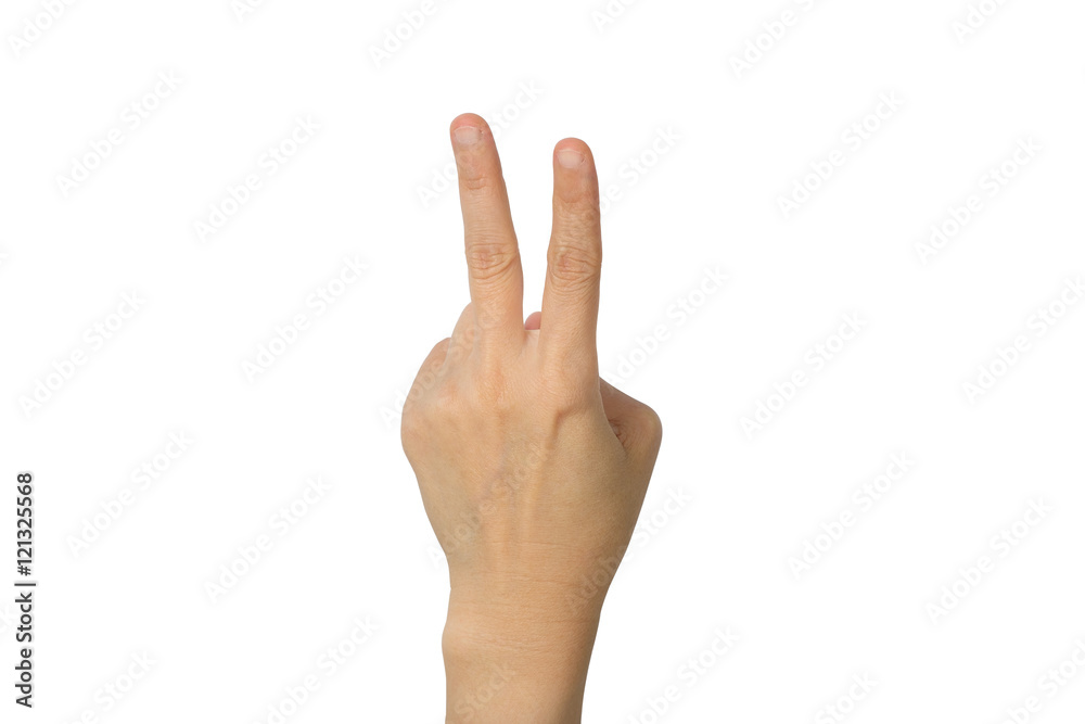 Hand with two fingers up Hand with two fingers up