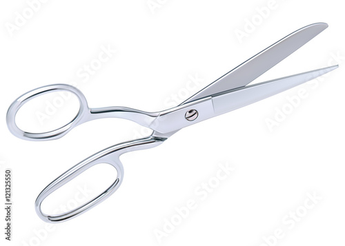 Cutting scissors, isolated. 3D vector illustration