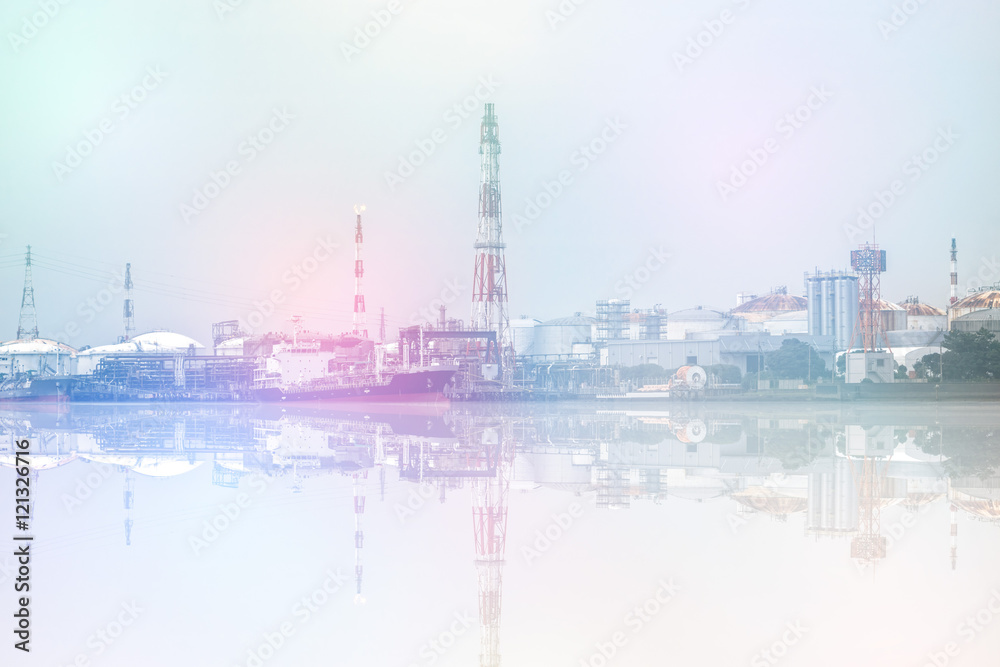 Panoramic image of modern factory with reflections Panoramic image of modern factory with reflections