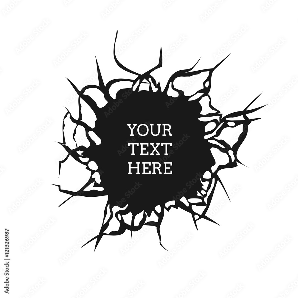 Cracked hole on white wall with space for text vector illustration Cracked hole on white wall with space for text vector illustration