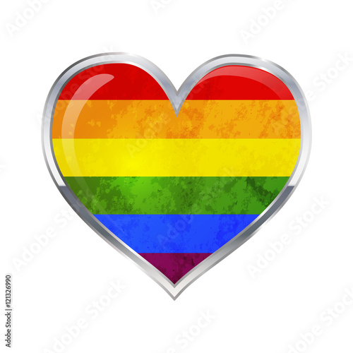 Heart shaped glossy icon with metallic border of LGBT flag on white Free Download Heart shaped glossy icon with metallic border of LGBT flag on white - GFXLoad