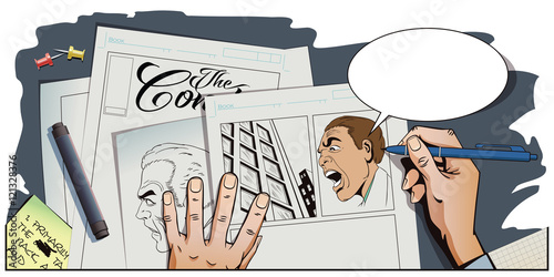 People in retro style. Two men swear.