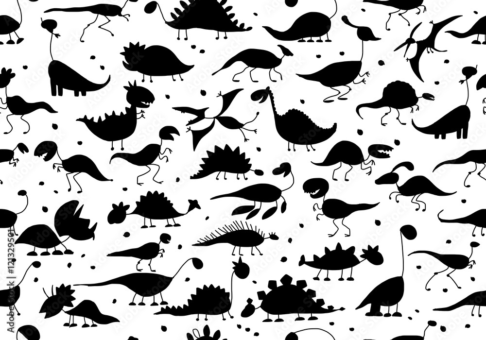 Naklejka premium Funny dinosaurs, seamless pattern for your design