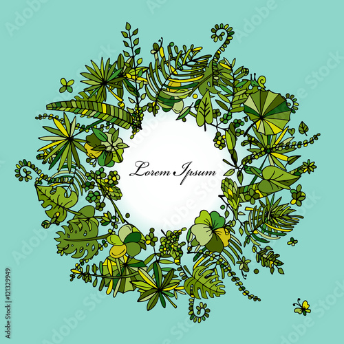 Tropical plants frame, sketch for your design