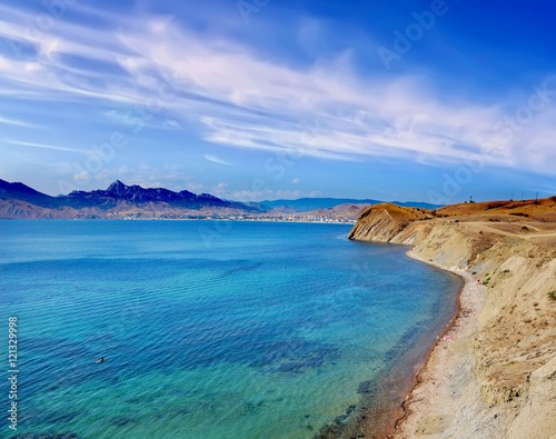 Sea, sky and the Black sea coast, Crimea/The view from the Bay is Dead. Deserted beach of the Bay, bearing the name "Dead". Crimea, near Koktebel © yurihope