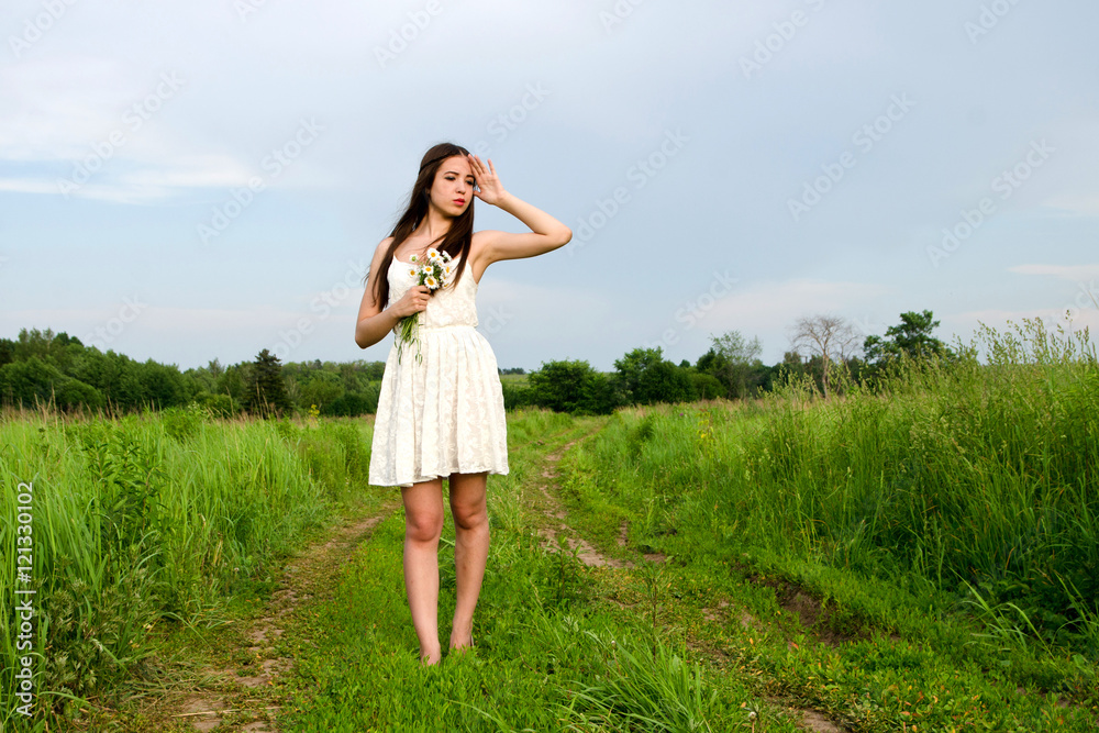 girl in field of flowers girl in field of flowers