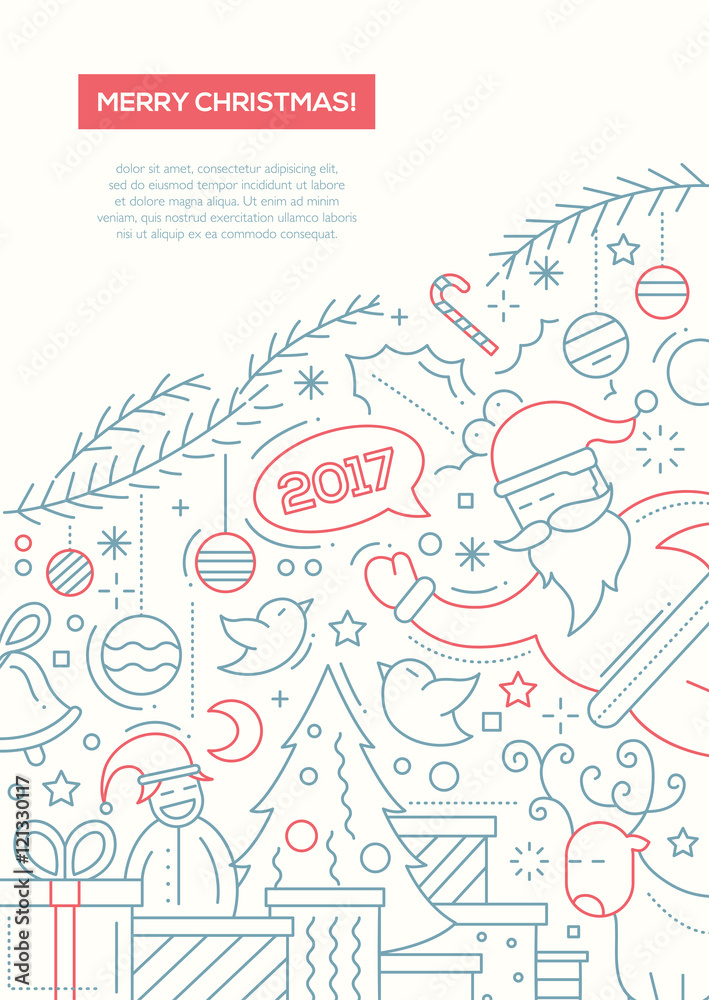 Merry Christmas - line design brochure poster template A4 Merry Christmas - line design brochure poster template A4