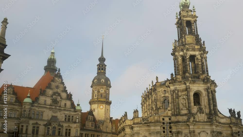Tilt down Katholische Hofkirche and Residenzschloss in Dresden Germany Tilt down Katholische Hofkirche and Residenzschloss in Dresden Germany