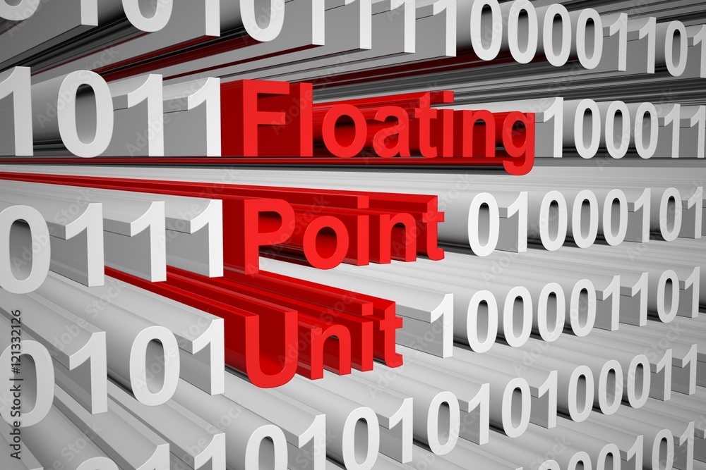 floating point unit in the form of binary code, 3D illustration