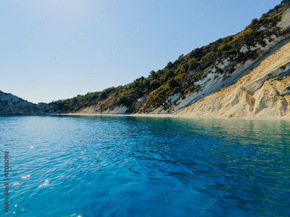 Sheltered lagoon of the shores of Kefalonia in the Ionian Sea Sheltered lagoon of the shores of Kefalonia in the Ionian Sea