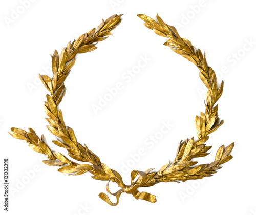 Foto Gold laurel wreath isolated on white