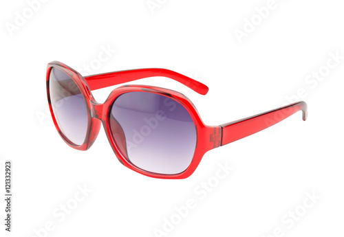 Red sunglasses isolated on white background