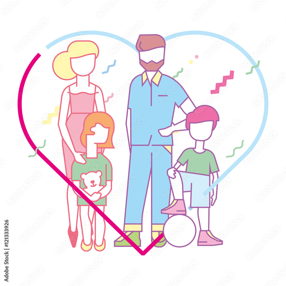 Large happy family, mother, father, son and daughter Large happy family, mother, father, son and daughter