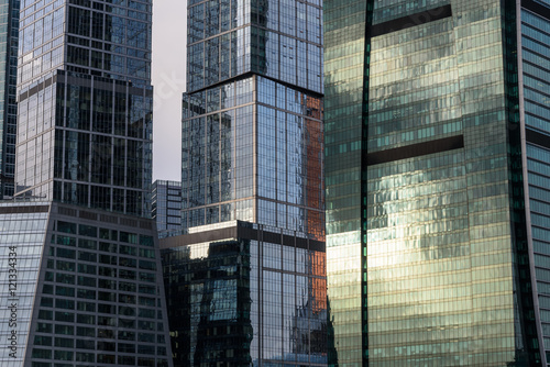 building construction modern glass reflections