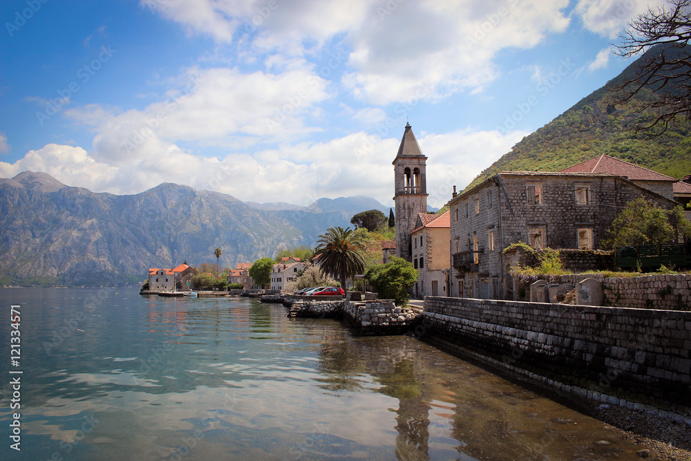 View of Kotor gulf coast, Montenegro