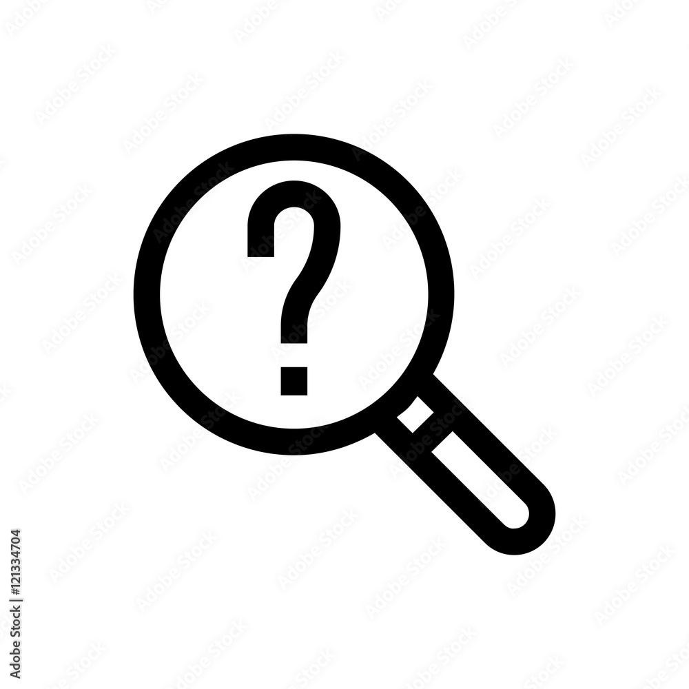 Question, magnifier line icon. Question, magnifier line icon.