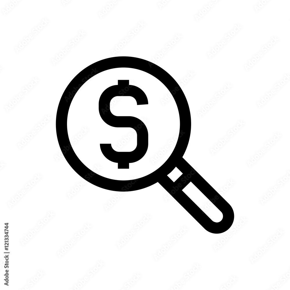 Money, magnifier line icon. Money, magnifier line icon.