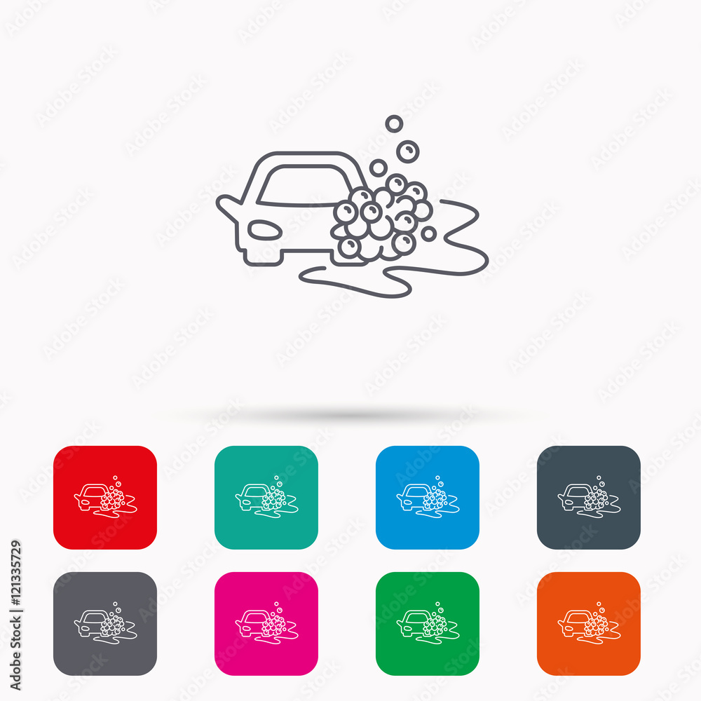 Car wash icon. Cleaning station with bubbles. Car wash icon. Cleaning station with bubbles.