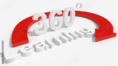 360 degree learning with red arrow