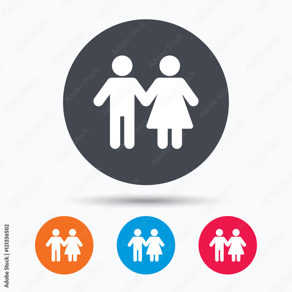 Couple icon. Traditional young family sign. Couple icon. Traditional young family sign.