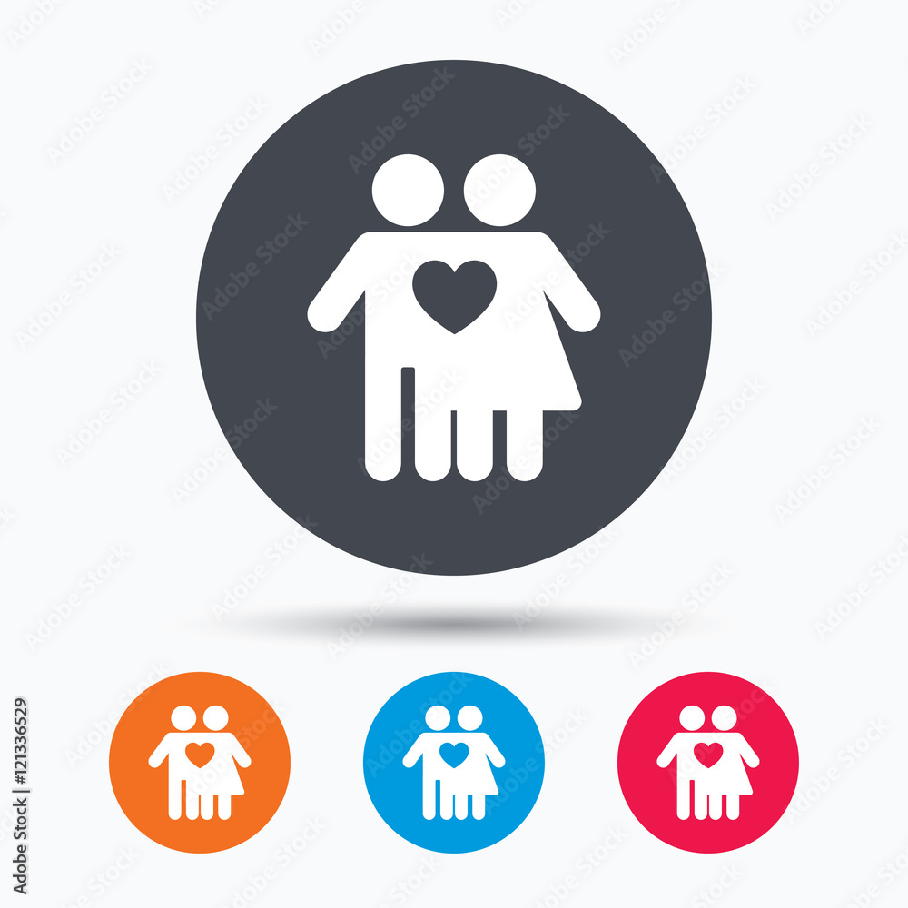Couple love icon. Traditional young family sign.