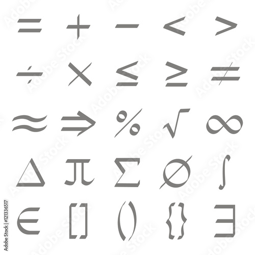 Set of monochrome icons with mathematical symbols for your design