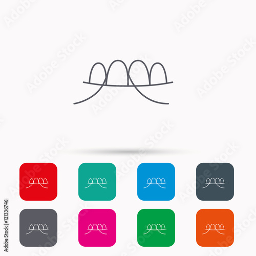 Dental floss icon. Teeth cleaning sign.