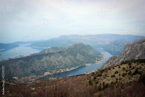 Panoramic view of Kotor Gulf, Montenegro