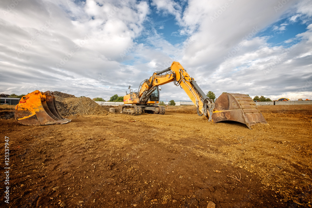 Obraz premium bagger auf Baustelle hdr