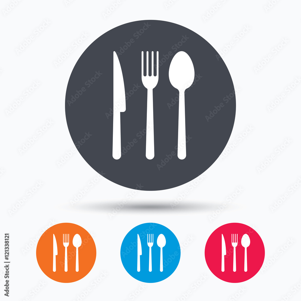 Fork, knife and spoon icons. Cutlery sign. Fork, knife and spoon icons. Cutlery sign.