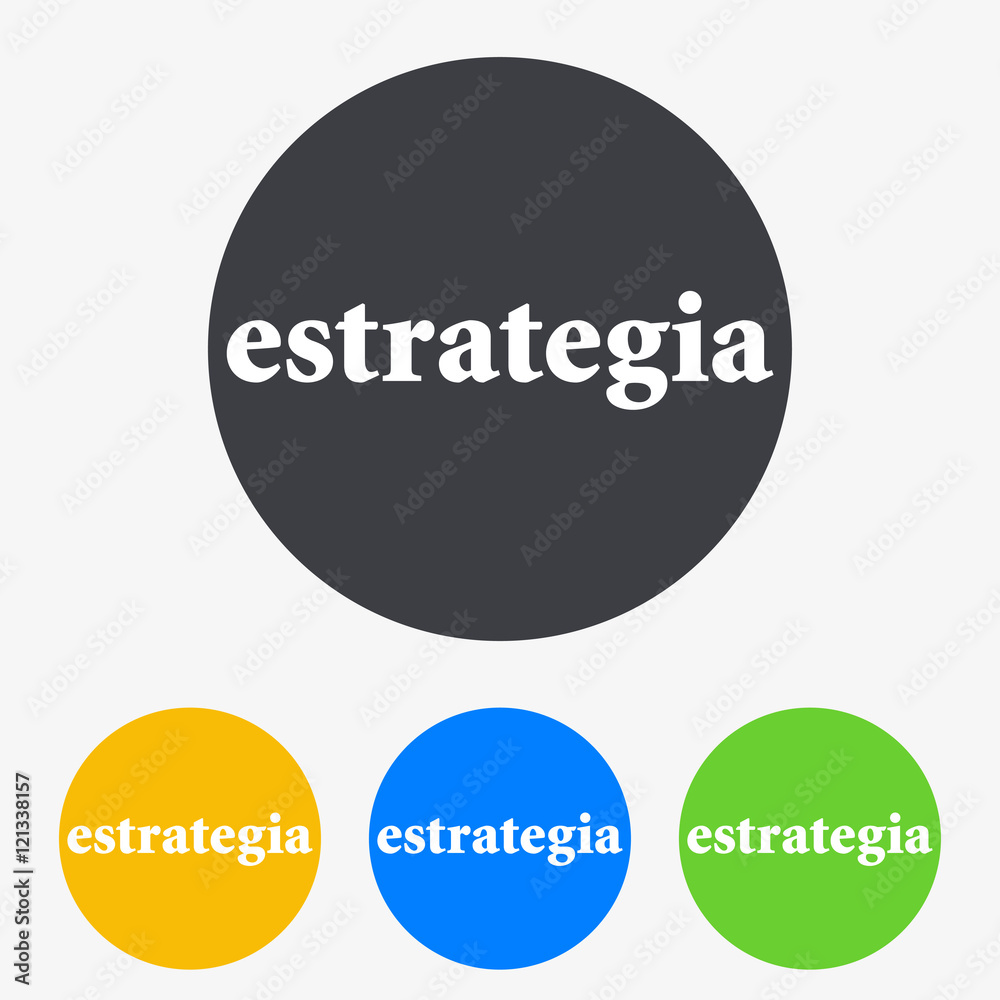 Icono plano texto estrategia en circulo varios colores Icono plano texto estrategia en circulo varios colores