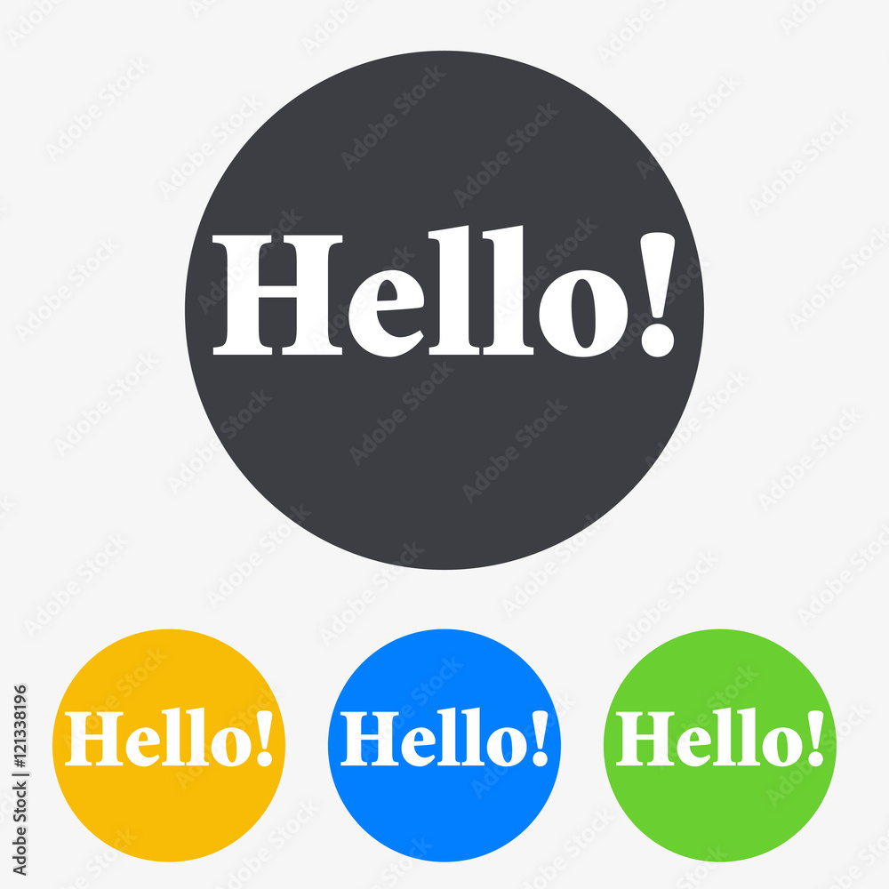 Icono plano texto Hello en circulo varios colores Stock Vector | Adobe ...