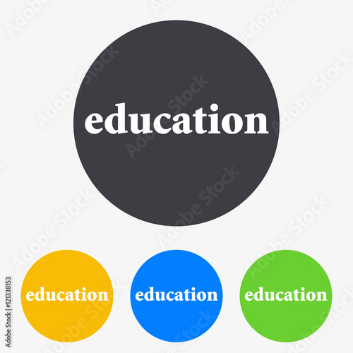 Icono plano texto education en circulo varios colores