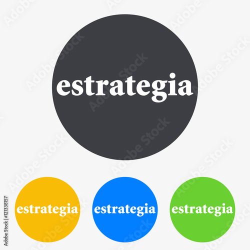 Icono plano texto estrategia en circulo varios colores