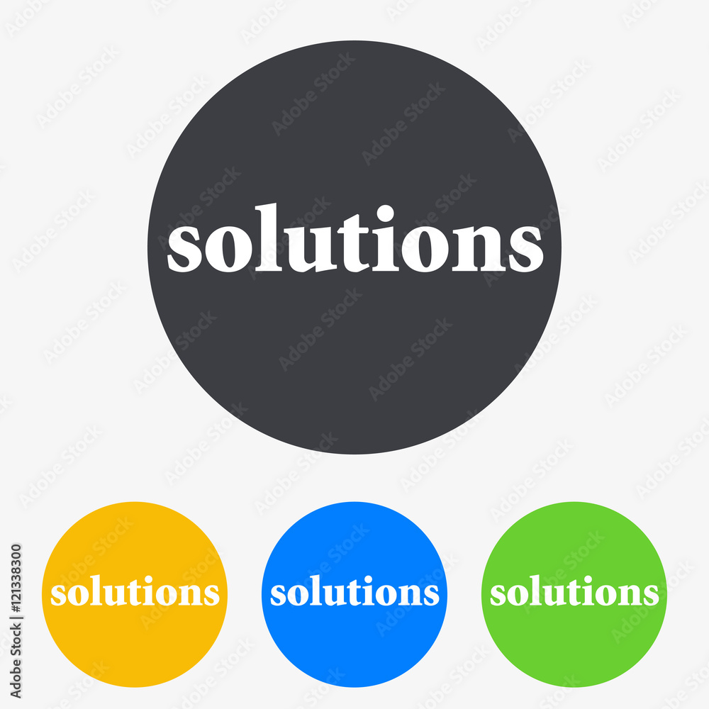 Icono plano texto solutions en circulo varios colores Icono plano texto solutions en circulo varios colores