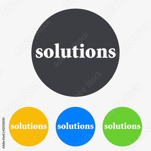 Icono plano texto solutions en circulo varios colores