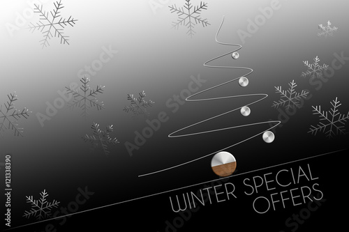 Winter Special Offers con albero Natale in acciaio