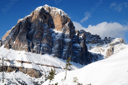 Tofane mountain group, Tofana di Mezzo, Tofana di Dentrol, Tofana di Rozes, Dolomites, Cortina d'Ampezzo, Italy.