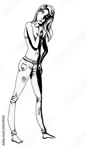 Meisje met jeans - sterke schaduw