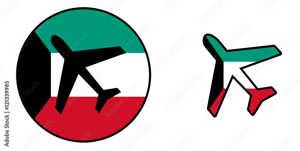 Nation flag - Airplane isolated - Kuwait Nation flag - Airplane isolated - Kuwait